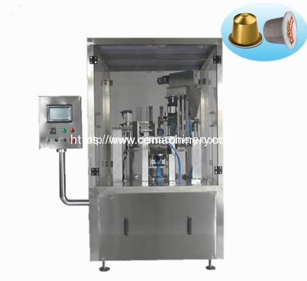 Coffee Beans Grinding Machine  Nespresso Capsules Filling Sealing Machine,  KCups Filling Sealing Machine, Coffee Capsules Filling Sealing Machine