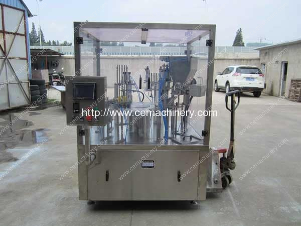 America Customer Kcups Filling Sealing Machine with Nitrogen Generator Device